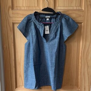 Chambray Flutter Sleeve Top